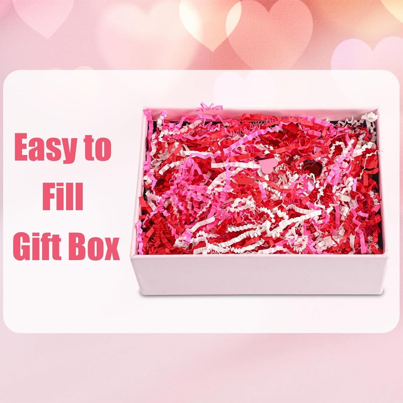 Jansun Valentine's Day Red Pink White Crinkle Cut Paper, 115g/4oz Shred Filler with Red Pink Heart Confetti for Gift Wrapping Craft DIY Basket Filling Holiday Party Decorations - Image 5